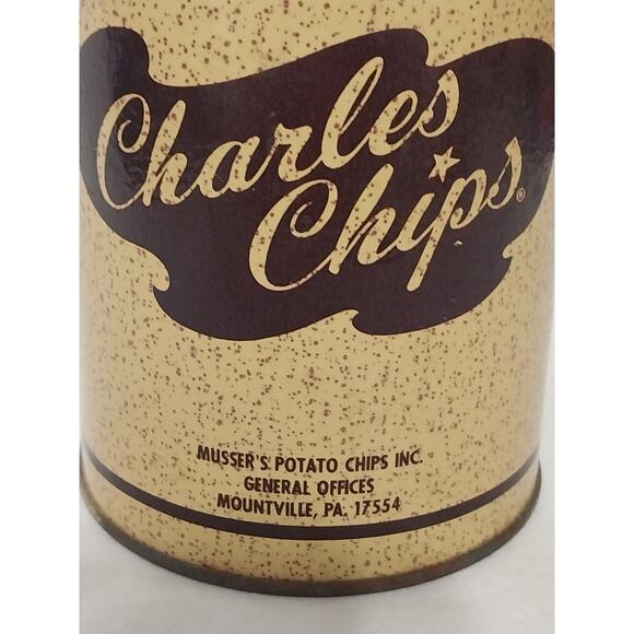 Vintage Charles Chips Sample Mini Potato Chip Tin Can Collectors Edition 4.75" - Picture 3 of 5